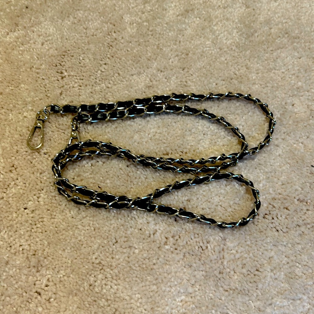 Luxury Black leather & Silver Chain Detachable Bag Strap